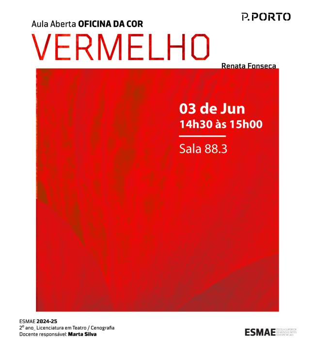 Aula Aberta - oficina de Cor Vermelho